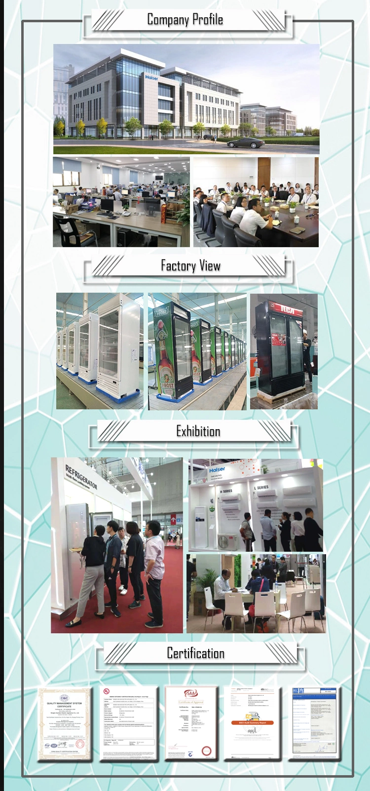 120L OEM Commercial Hotel Glass Door Display Mini Refrigerator Drink Fridge Made in China