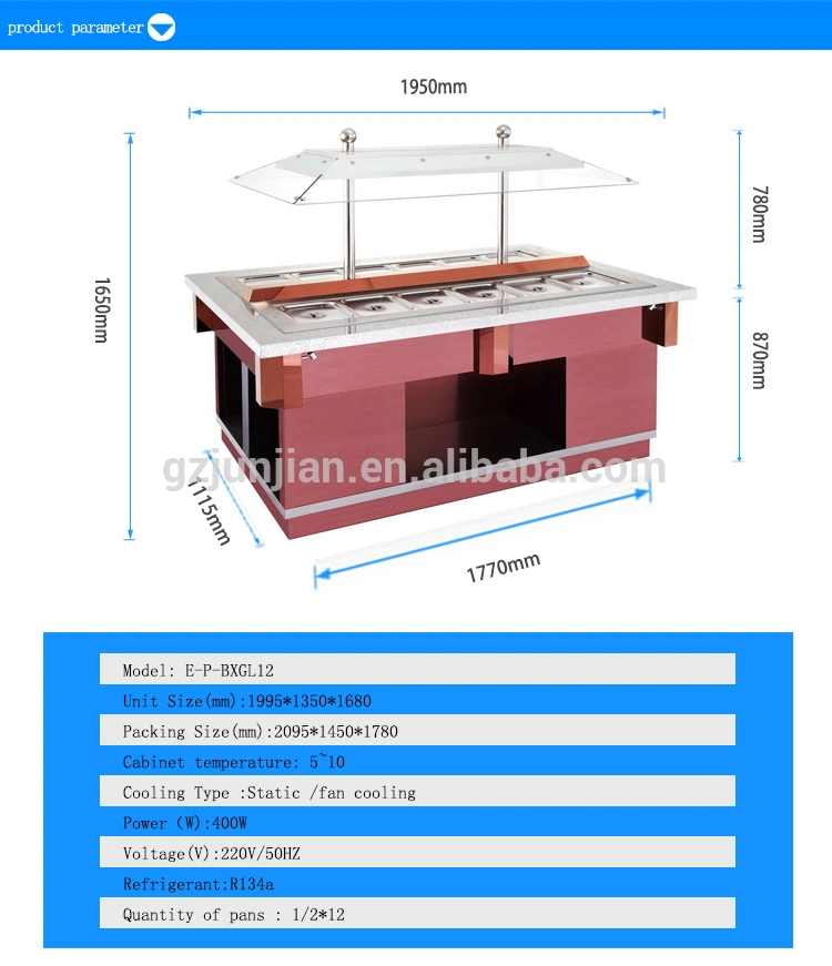 Restaurant Salad Bar / Luxury Salad Bar Fridge / Salad Bar Cooler Guangzhou Manufacturers