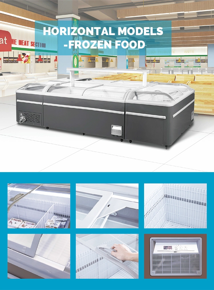 Hot Summer Supermarket Commercial Plug in Island Display Freezer Refrigerator