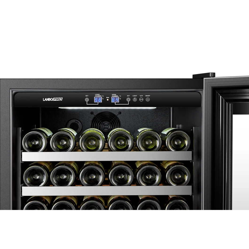 Usf-168d Dual Zone Wine Cooler/Wine Fridge with Ss Front Shelves and LED Light