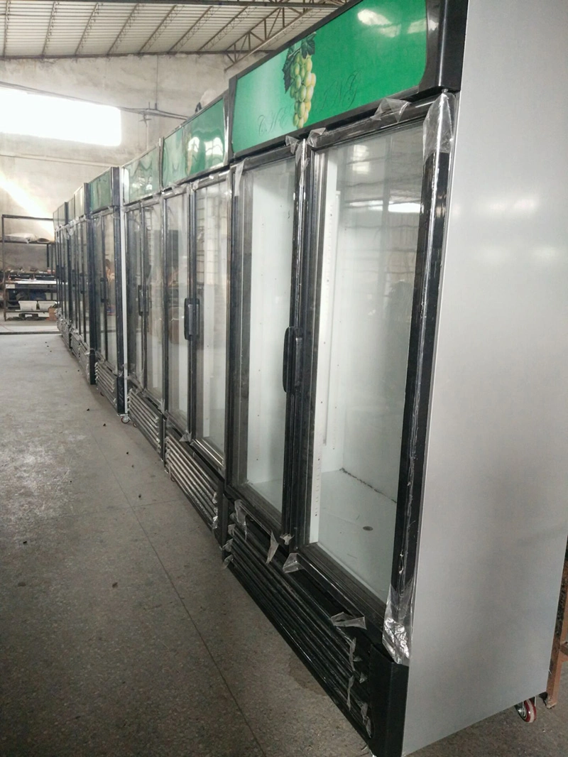 Supermarket Glass Doors Upright Drink Display Freezer Cooler Beverage Refrigerator