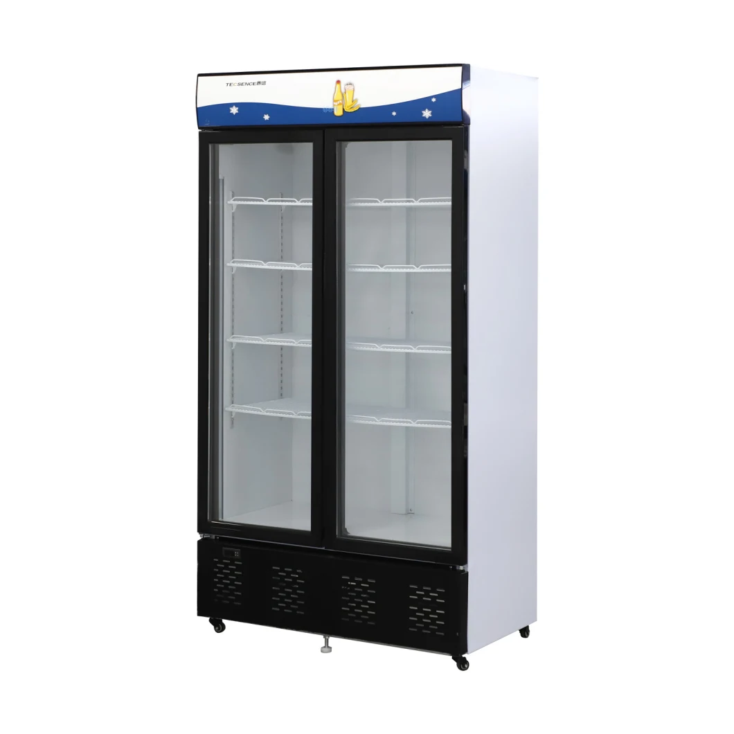 1076L Supermarket Commercial Refrigerator Cooler Upright display Freezer