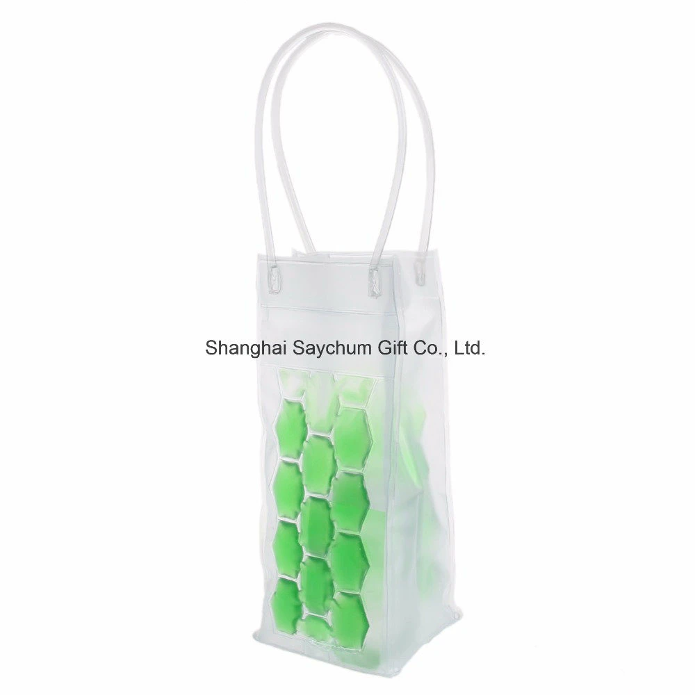 Custom Logo Reusable Gel Bottle PVC Wine Cooler Bag Single Beer Bottle Cooler