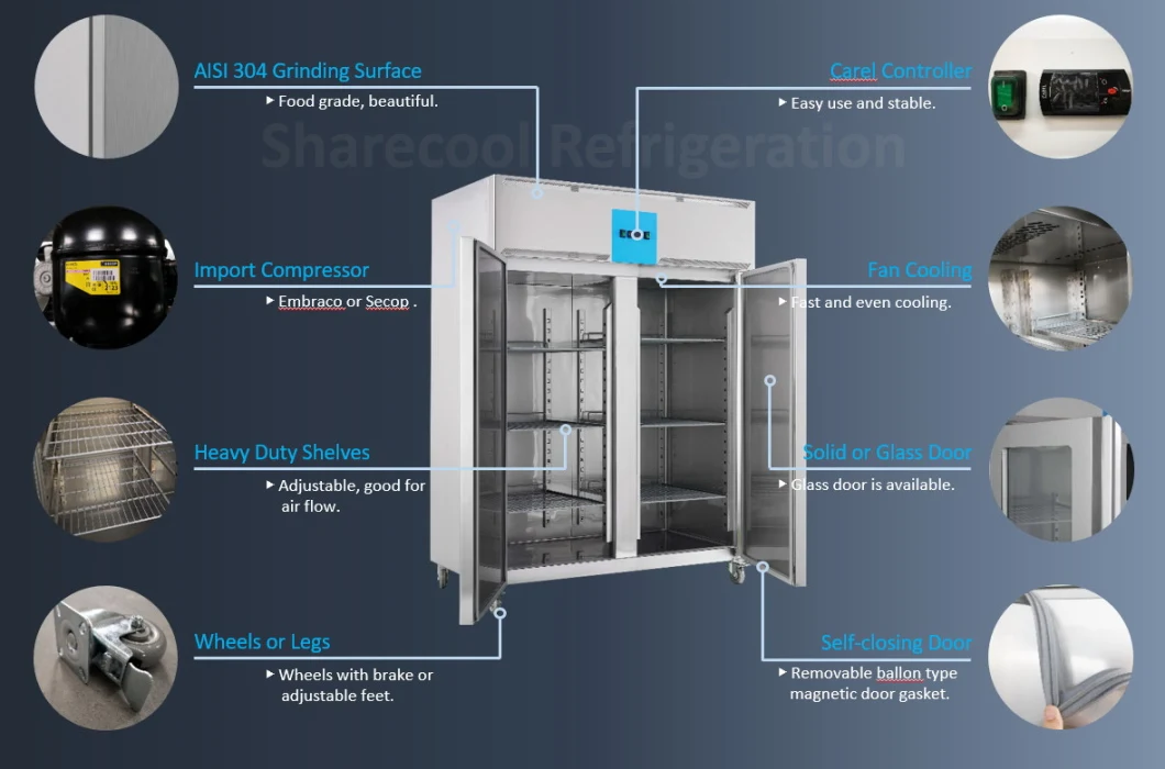 Stainless Steel Fridge Freezer with Glass Door