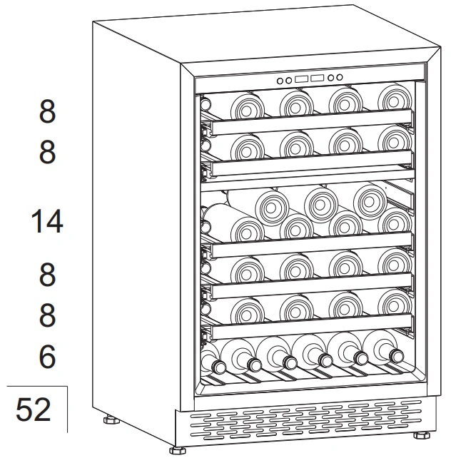 Easy Operation Hot Selling 54-Bottle Wine Compressor Fridge Cooler Built in Wine Cellar