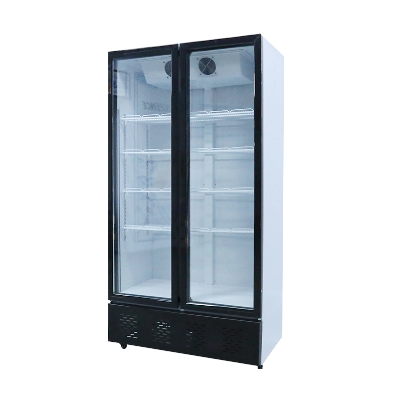 Double Doors Defrosting Glass Door Supermarket Refrigerator Commercial Freezer