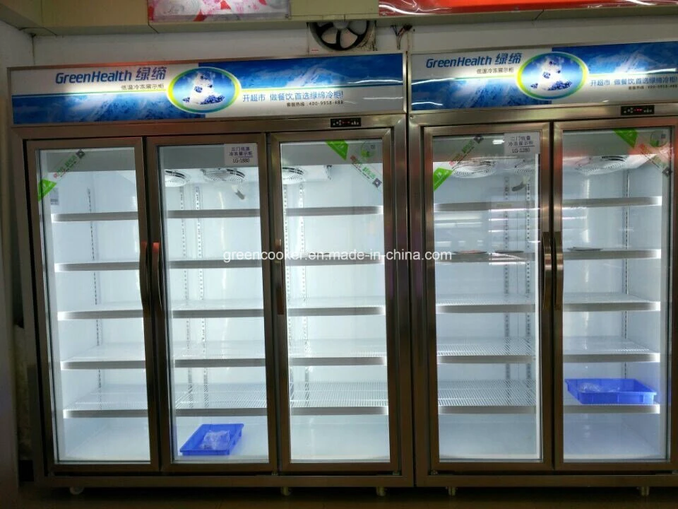 Supermarket Commercial Upright Display Showcase Freezer for Frozen Food