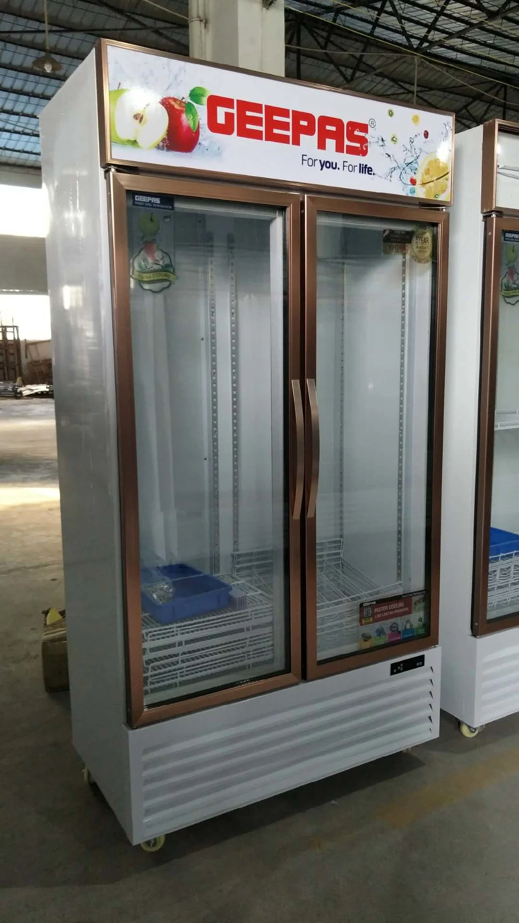 Supermarket Vertical Glass Door Ice Display Freezer with Energy Saving