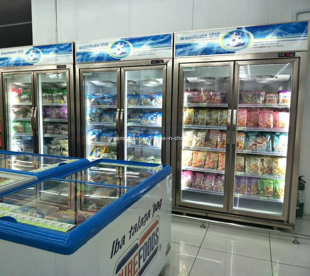 Supermarket Commercial Upright Display Showcase Freezer for Frozen Food