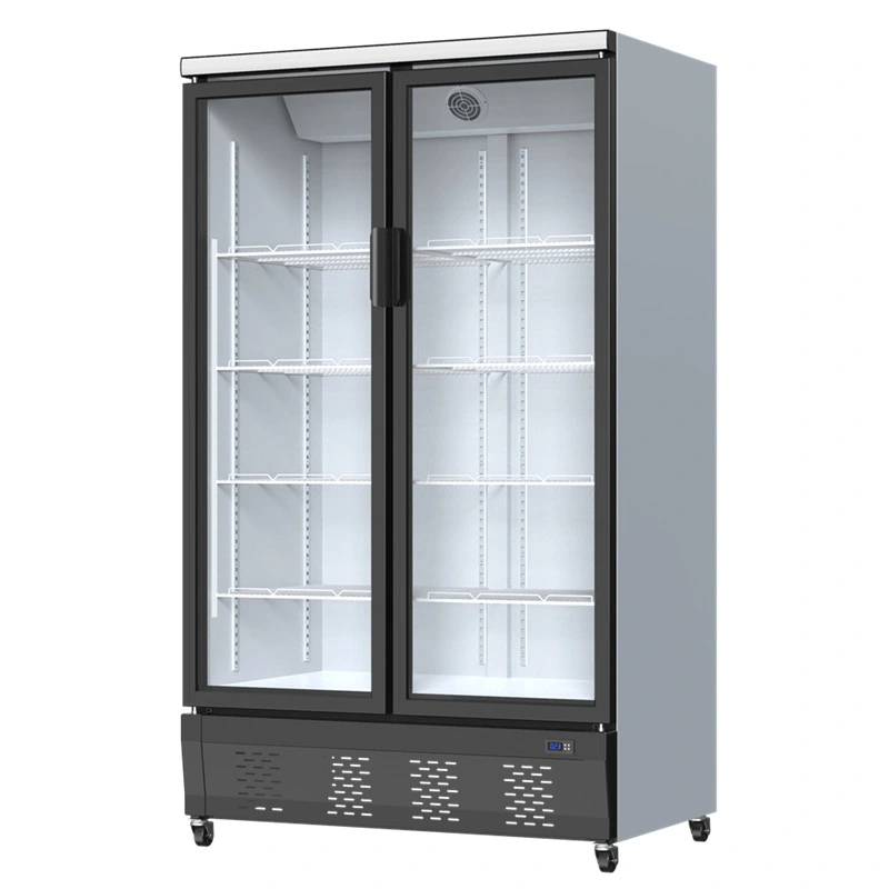 742L Double Trmpered Glass Door Uptight Refrigerator No Frost Supermarket Display Freezer Showcase