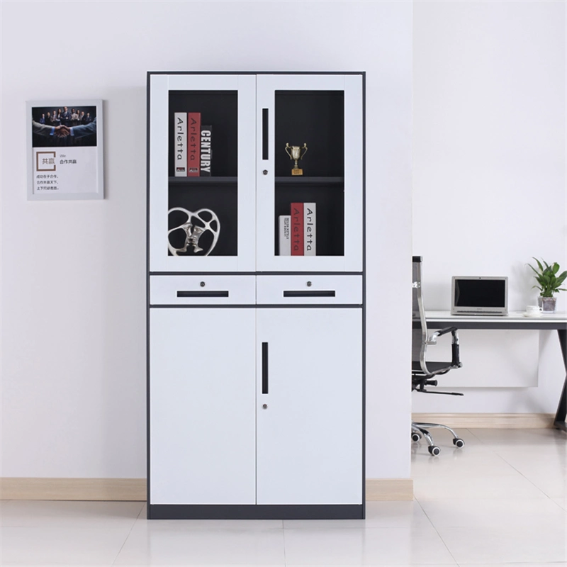 Modern Office Livingroom Furniture Steel Filing Cupboard 2 Glass Cabinet