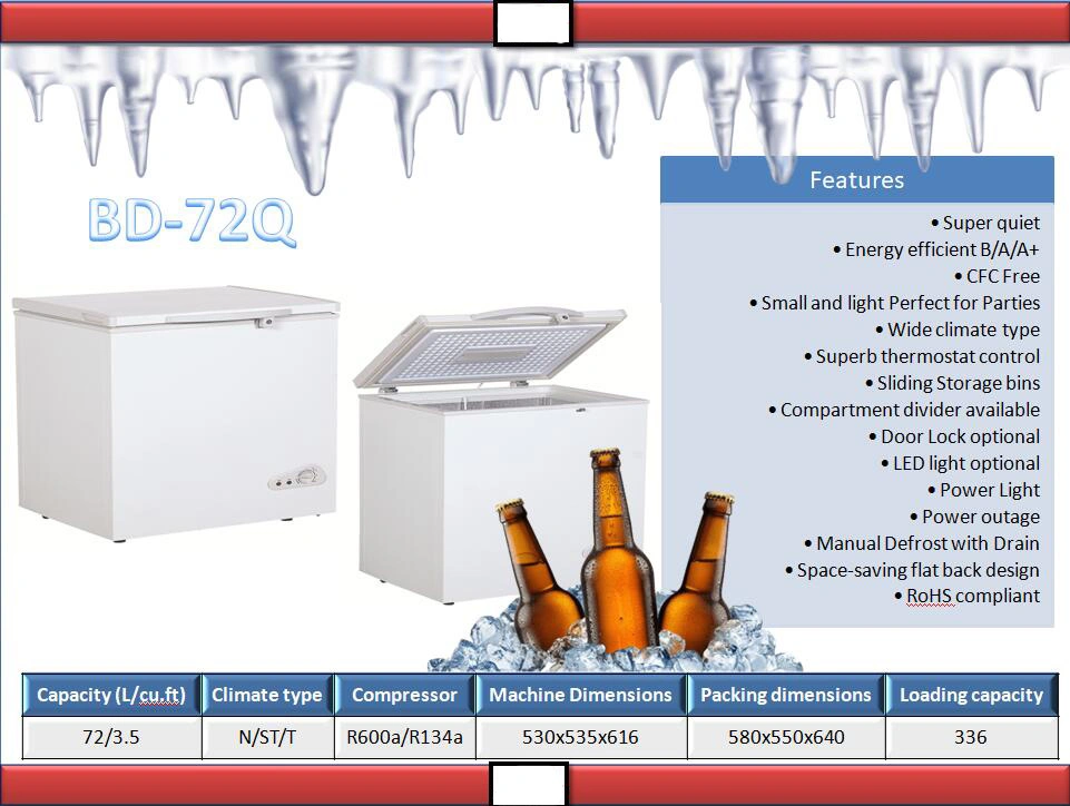 72L, 86L and 100L Chest Freezer Small Capacity