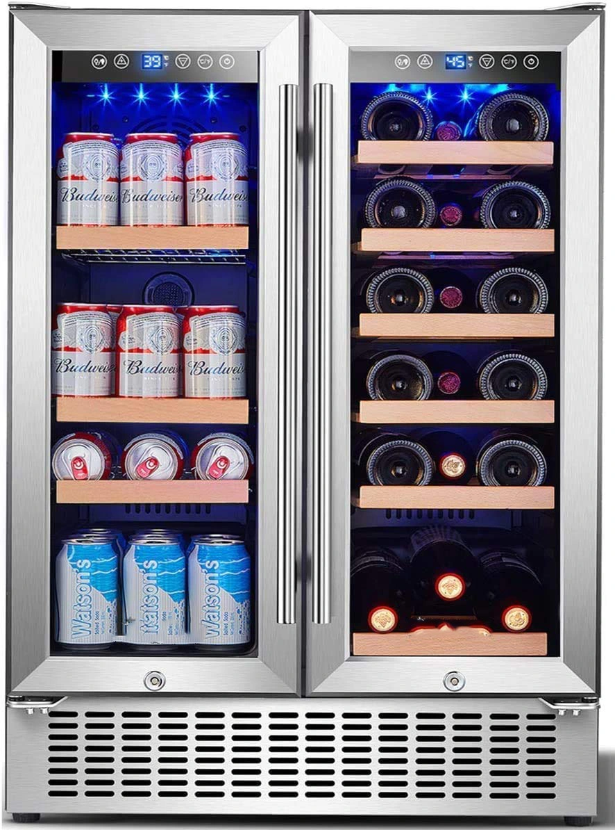 Beverage Refrigerator Cooler Beer Fridge, Drink Fridge with 3 Layer Glass Door, Removable Shelves, Touch Control