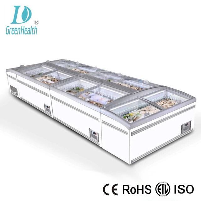 Glass Door Combined Supermarket Island Freezer / Display Freezer Automatic Defrost