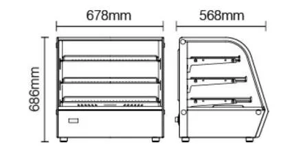 120L Curved Glass Warm Display Cabinet Food Warmer Display Showcase