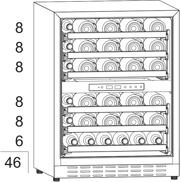 Factory Price 2 Zones Ice Wine Cooler Fridge Display 46-Bottle Refrigerator for Wine