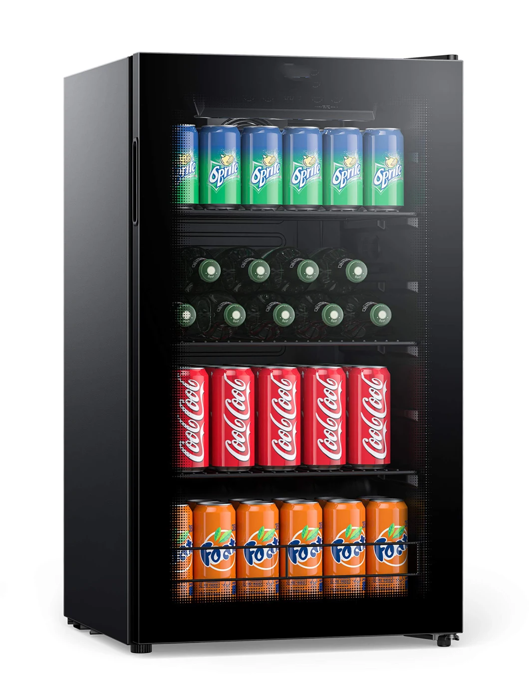 Beverage Refrigerator Cooler Beer Fridge, Drink Fridge with 3 Layer Glass Door, Removable Shelves, Touch Control