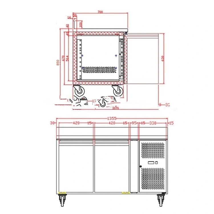 Commercial Restaurant Kitchen Freezer Stainless Steel Undercounter Fridge