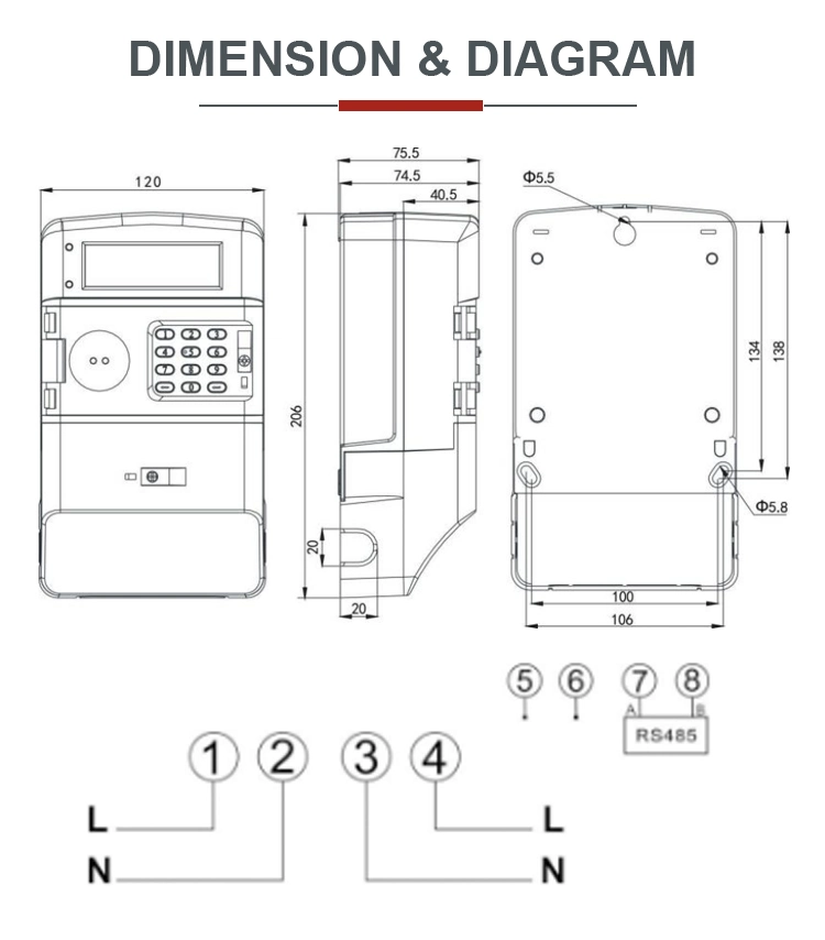 Original Design Dlms Smart Remote Reading Energy Meter with GPRS