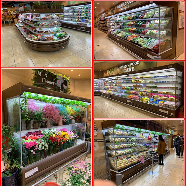 Supermarket Fruit Refrigerator Glass Display Freezer Glass Door Display Cooler