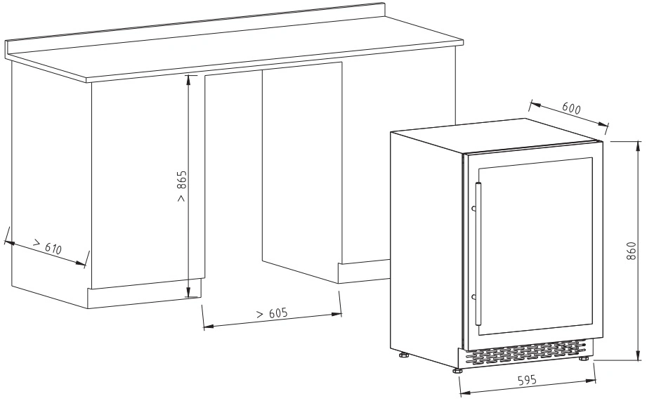 Newest Fashion Compressor Driven Single Zones Wine Room Cooler Built in Wine Cellar Refrigerator