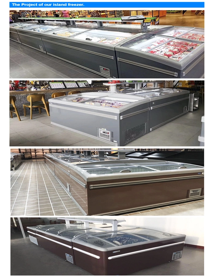 Grey Supermarket Freezer Commercial Deep Freezer Negative Temperature Freezer