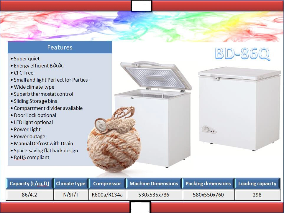 72L, 86L and 100L Chest Freezer Small Capacity