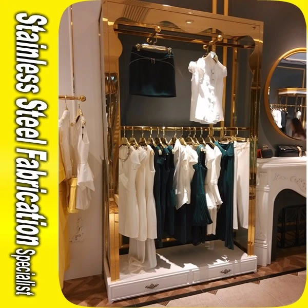 Custom Made Stainless Steel Wall Hanging Clothes Display Cabinets