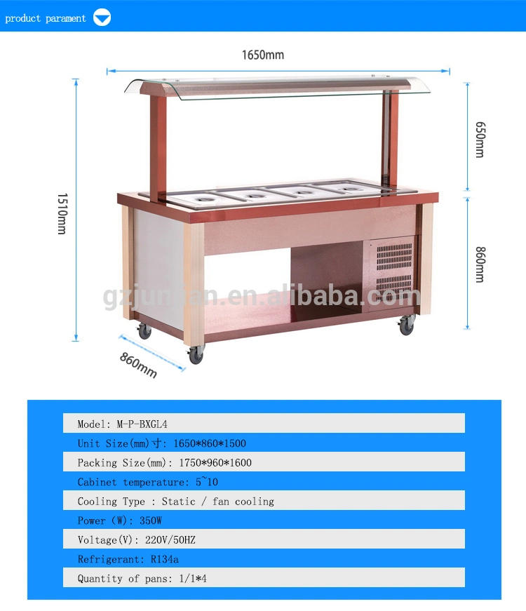 Restaurant Salad Bar / Luxury Salad Bar Fridge / Salad Bar Cooler Guangzhou Manufacturers