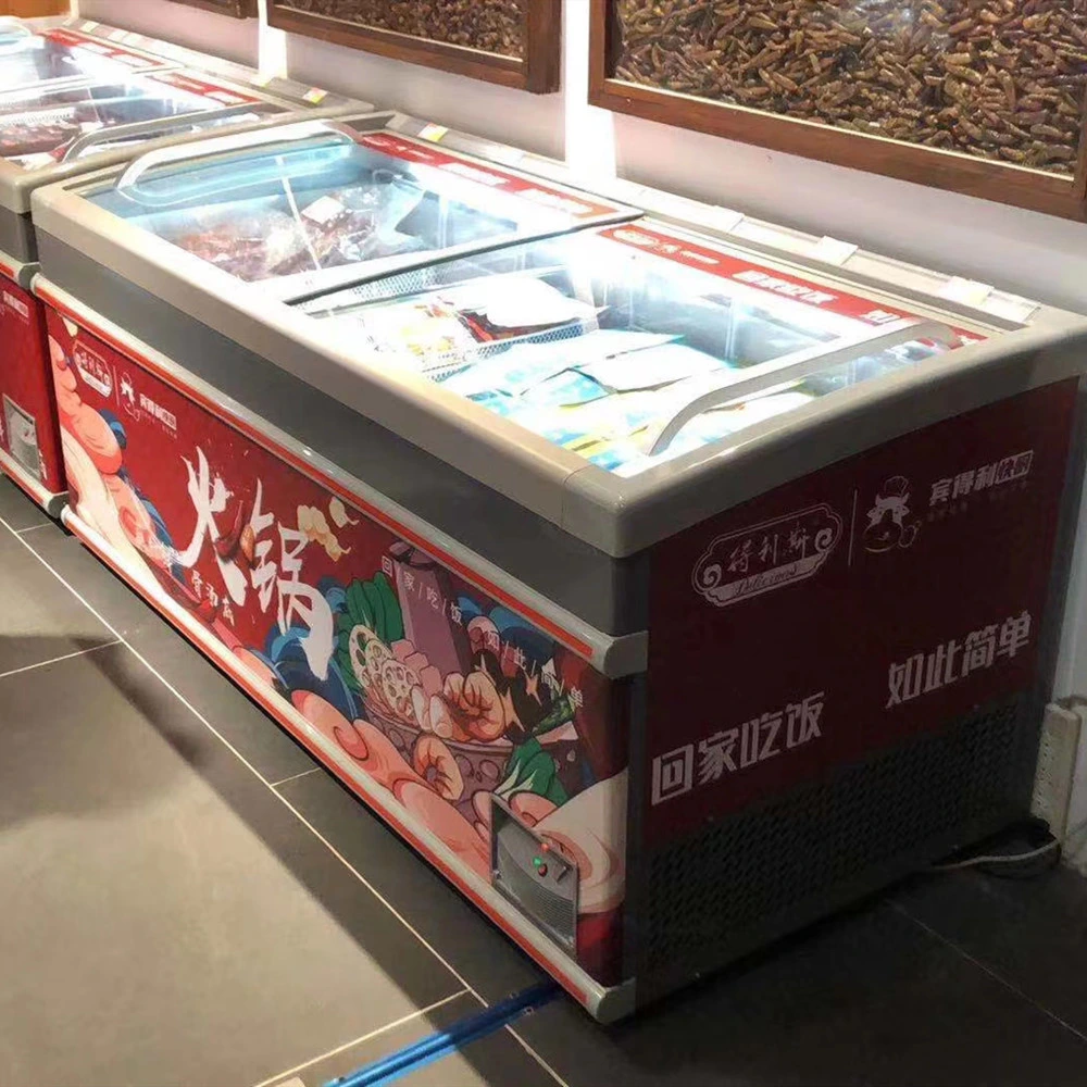 Commercial Supermarket Combine Island Display Freezer Sliding Door