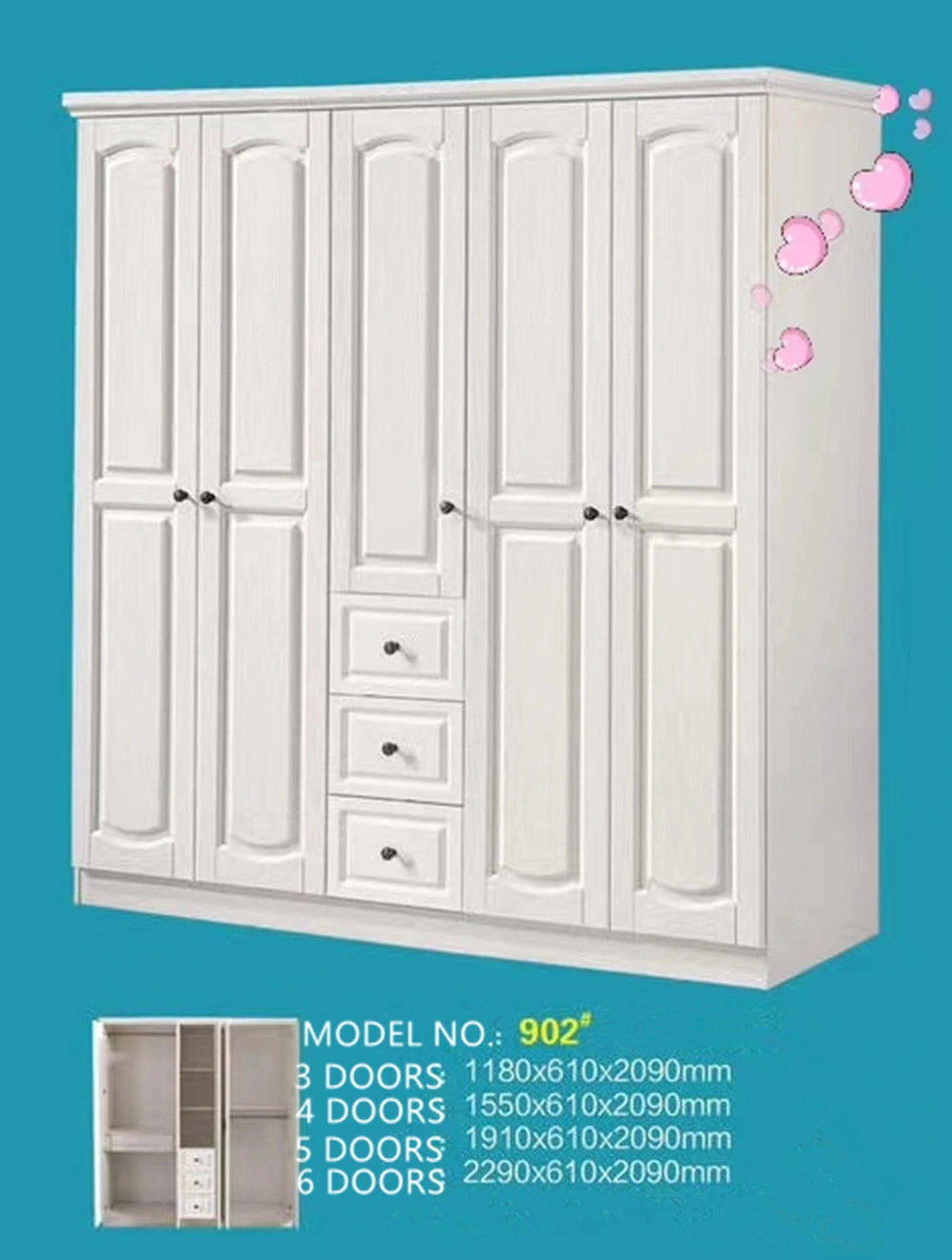 Wholesale Cupboard Modern Armoire Free Standing Almirah Wood Closet Wardrobe