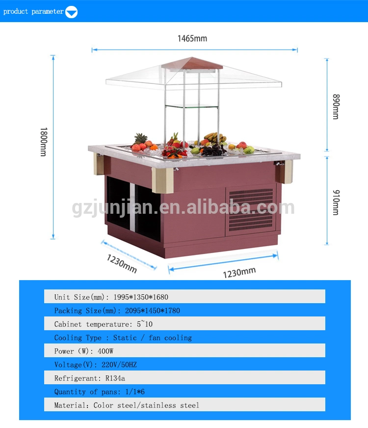 Restaurant Salad Bar / Luxury Salad Bar Fridge / Salad Bar Cooler Guangzhou Manufacturers