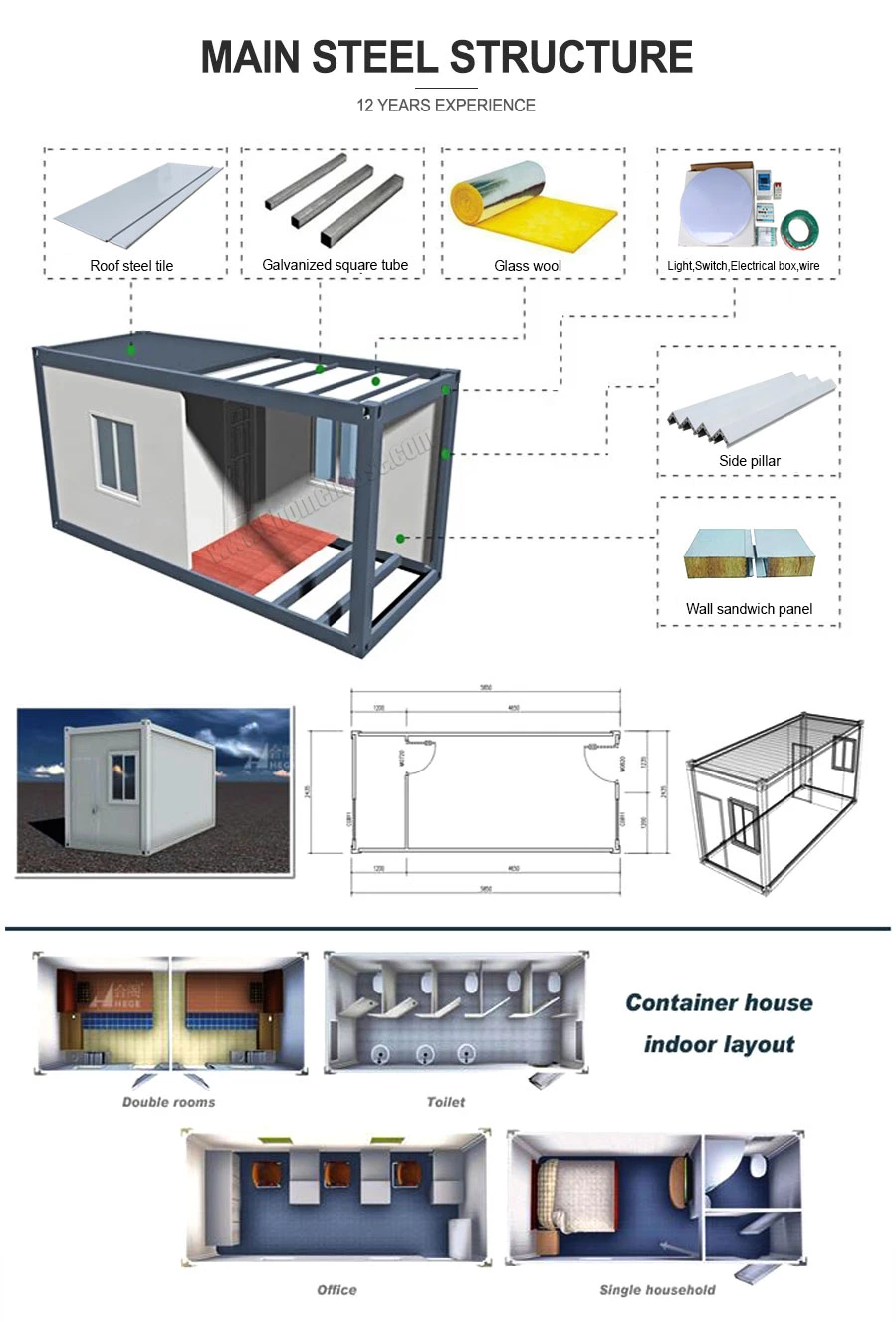 Portable Storage Container Modular Homes Accommodation Container