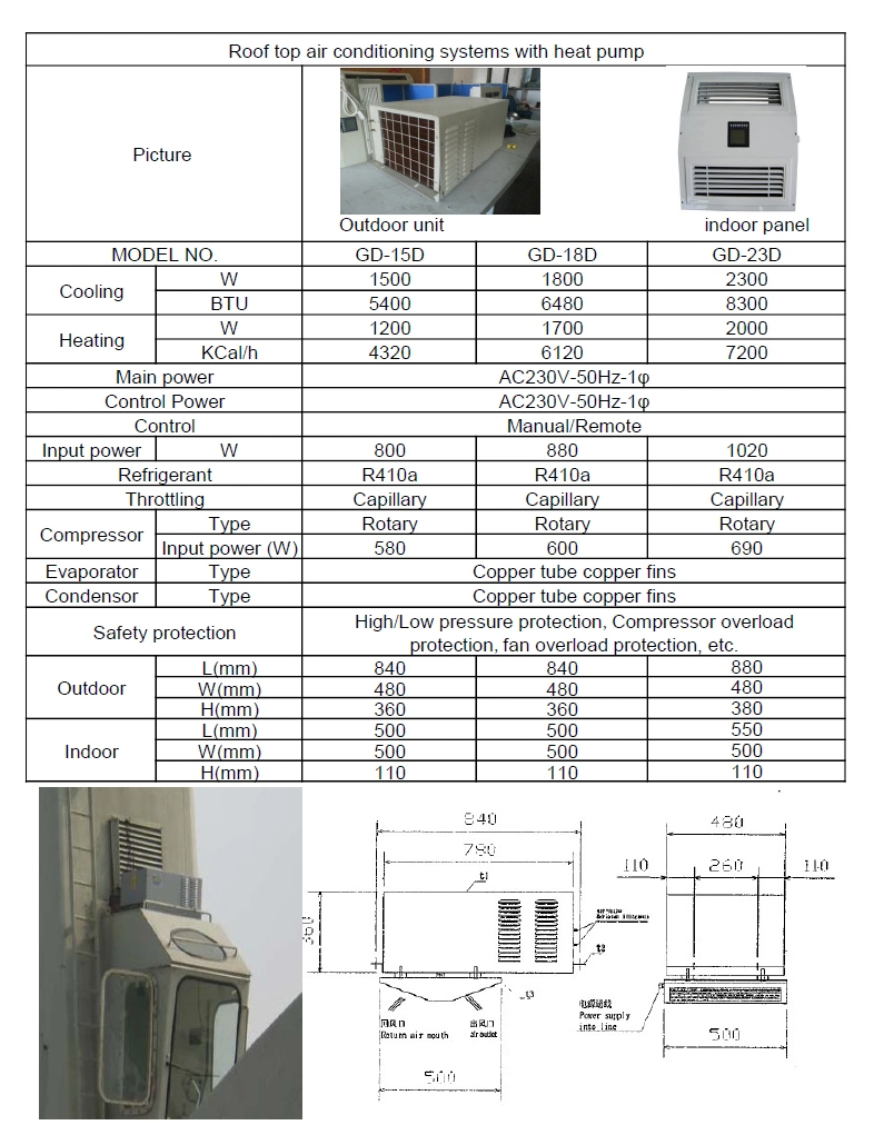 Marine Air Cooled Packaged Air Conditioner 2000W with Copper Fins Heat Exchanger