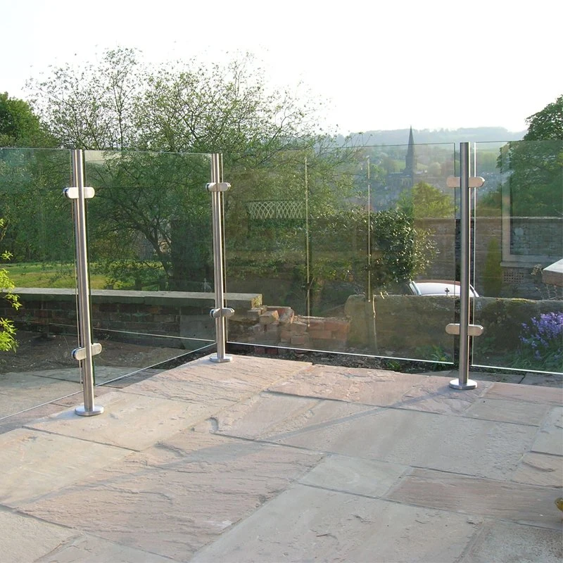 Glass Railing Balcony Railing Designs with Black Spigot Brushed Spigot Glass Railing Design