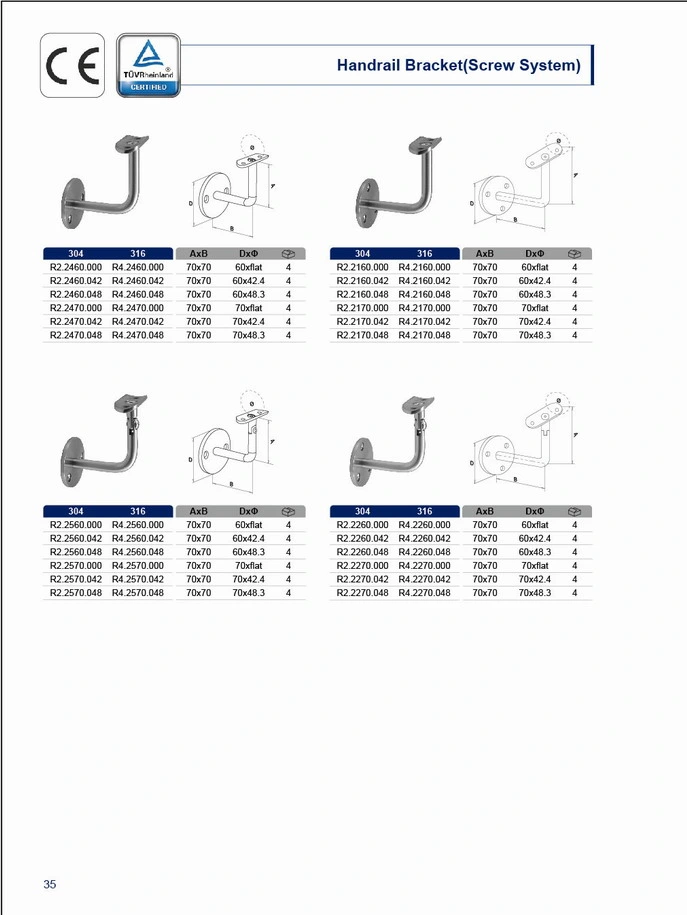 Stainless Steel Handrail Accessories/Handrail Fittings/Handrail Brackets/Glass Balustrade