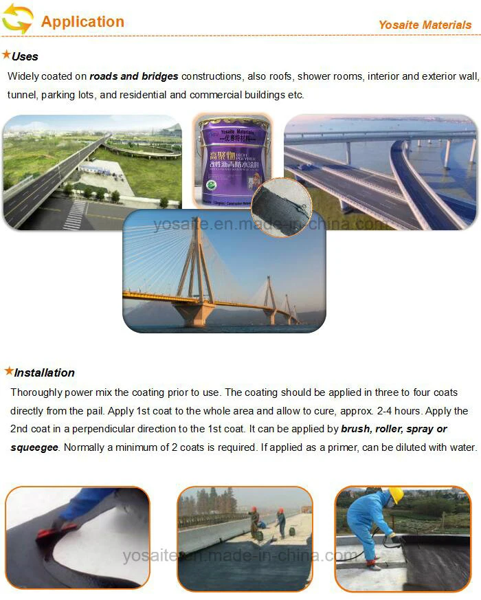 Single Component Coating Polymer Modified Bitumen Waterproof Coating for Roads/Bridges