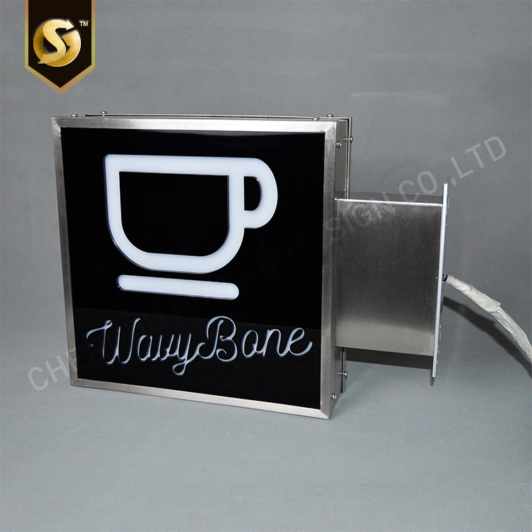 China Outdoor Acrylic Metal Frame Letter Signage Square LED Light Box Illuminated Sign for Wall Mounted