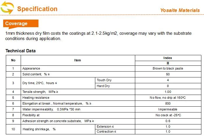 Single Component Coating Polymer Modified Bitumen Waterproof Coating for Roads/Bridges