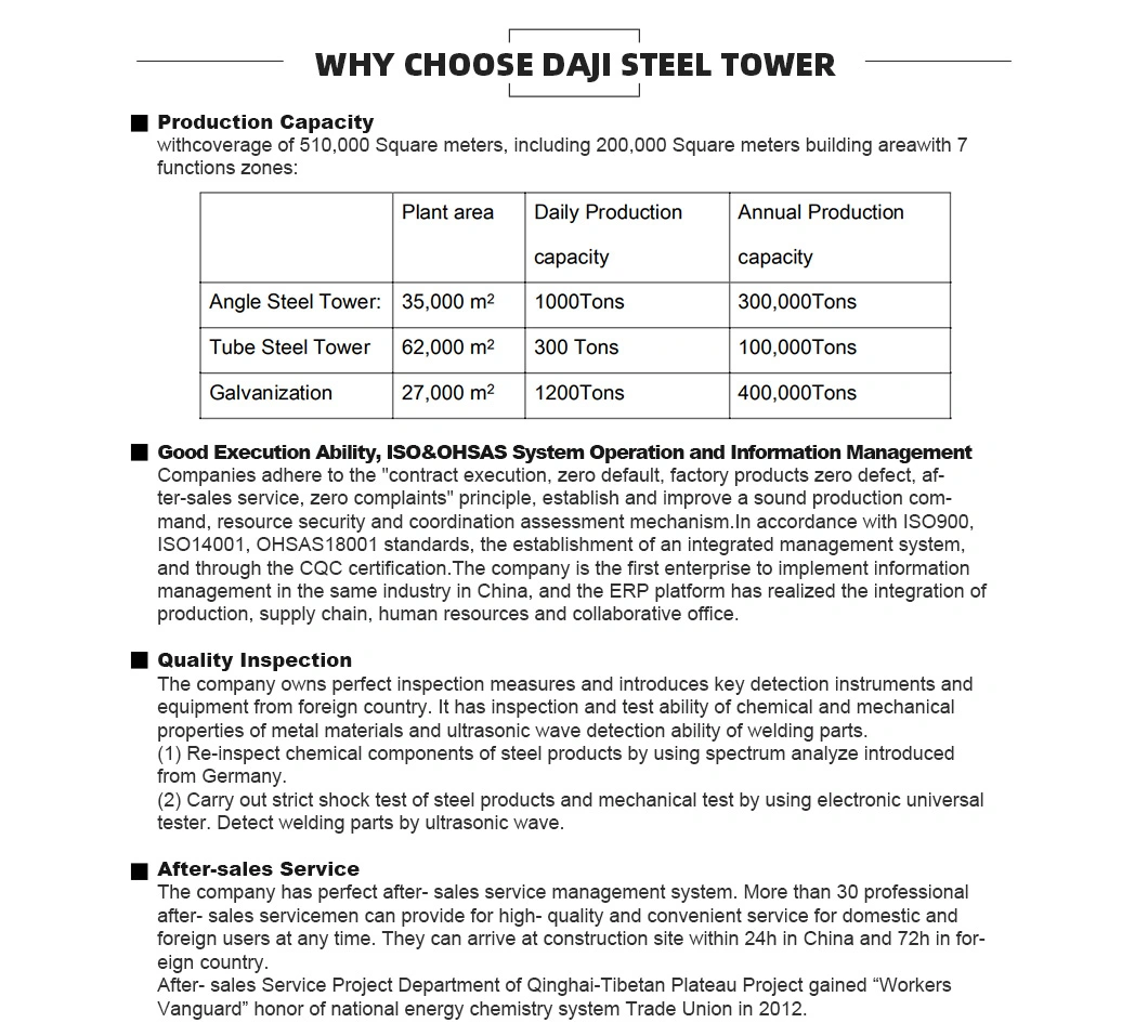 Steel Tube Pole Electric Transmission Power Steel Tubular Tower