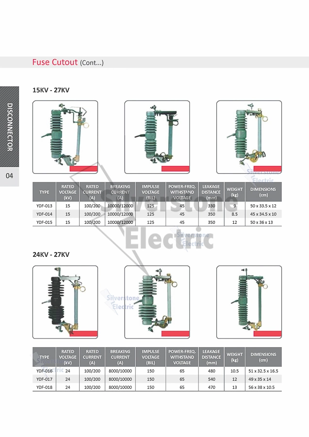 15kv - 27kv Porcelain / Ceramic Dropout Fuse Cutout