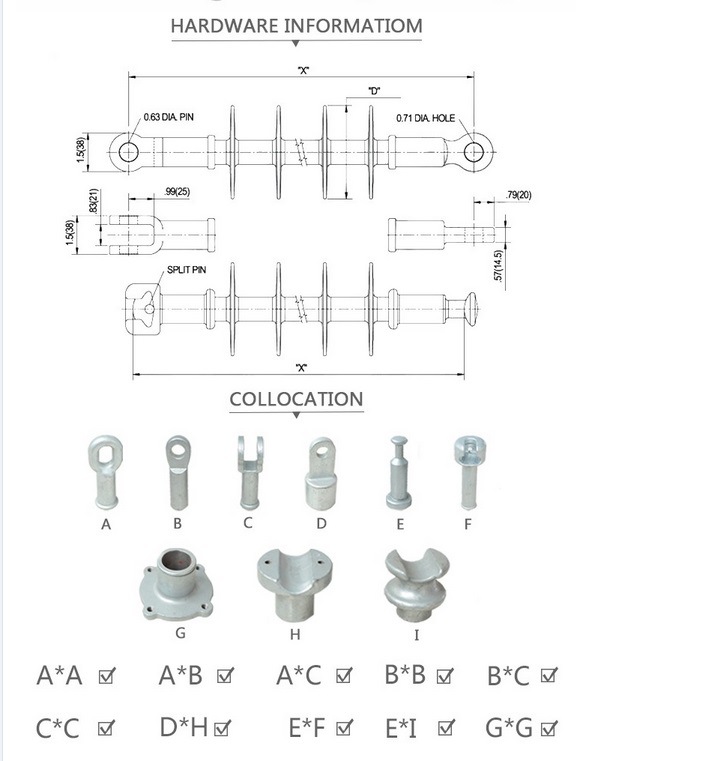 High Voltage Suspension Composite Long Rod Insulator