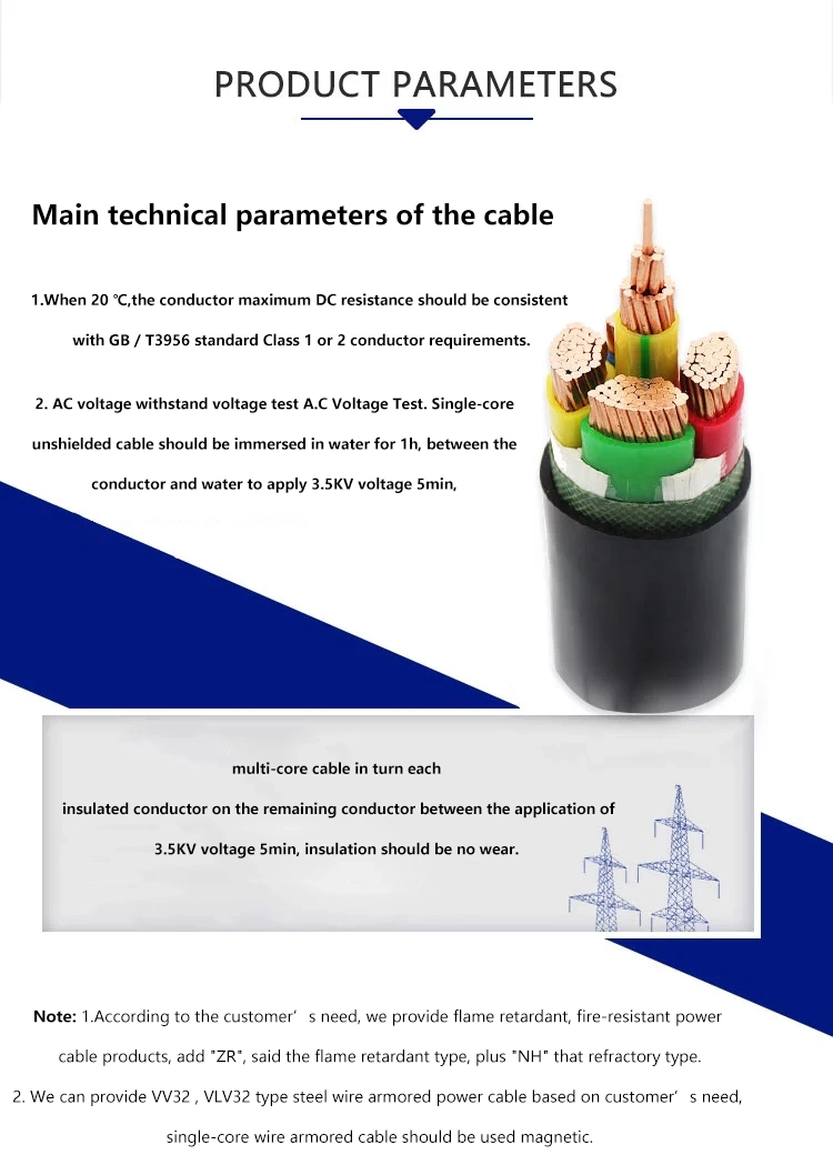 PVC Insulated Power Cable 0.6 / 1kv PVC Insulated Power Cable