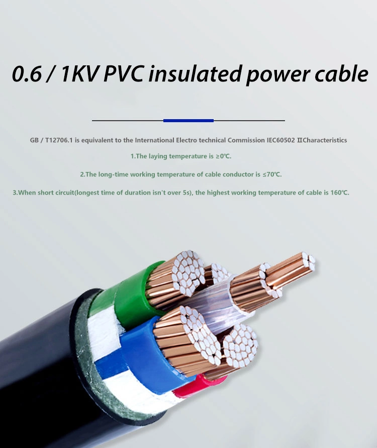 PVC Insulated Power Cable 0.6 / 1kv PVC Insulated Power Cable