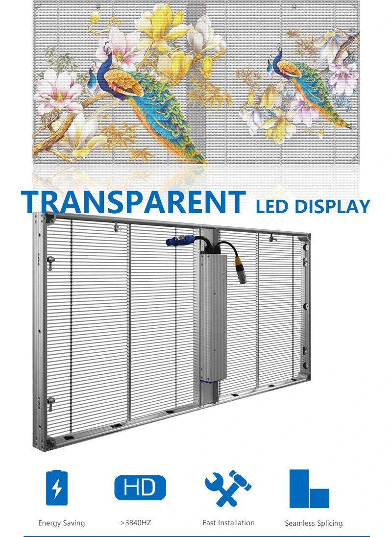 75% Transparency P3.91 Glass Curtain WiFi Poster Mesh Digital Transparent LED Display Screen