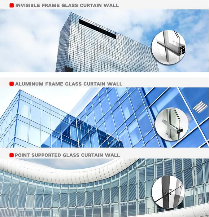 Custom Exterior Facade Glass Curtain Wall Spider System Curtain Wall Glazing System|Glazed Aluminum Curtain Walls|Glass Curtain Wall|Curtain Wall System