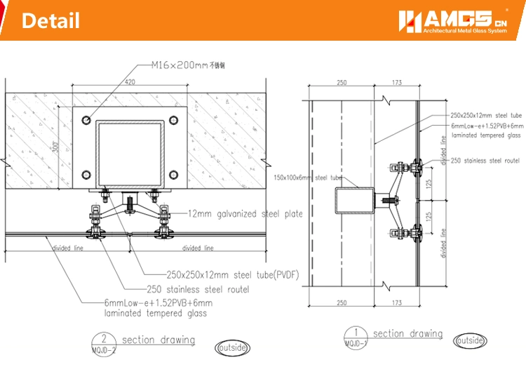 Custom Exterior Facade Glass Curtain Wall Spider System Curtain Wall Glazing System|Glazed Aluminum Curtain Walls|Glass Curtain Wall|Curtain Wall System