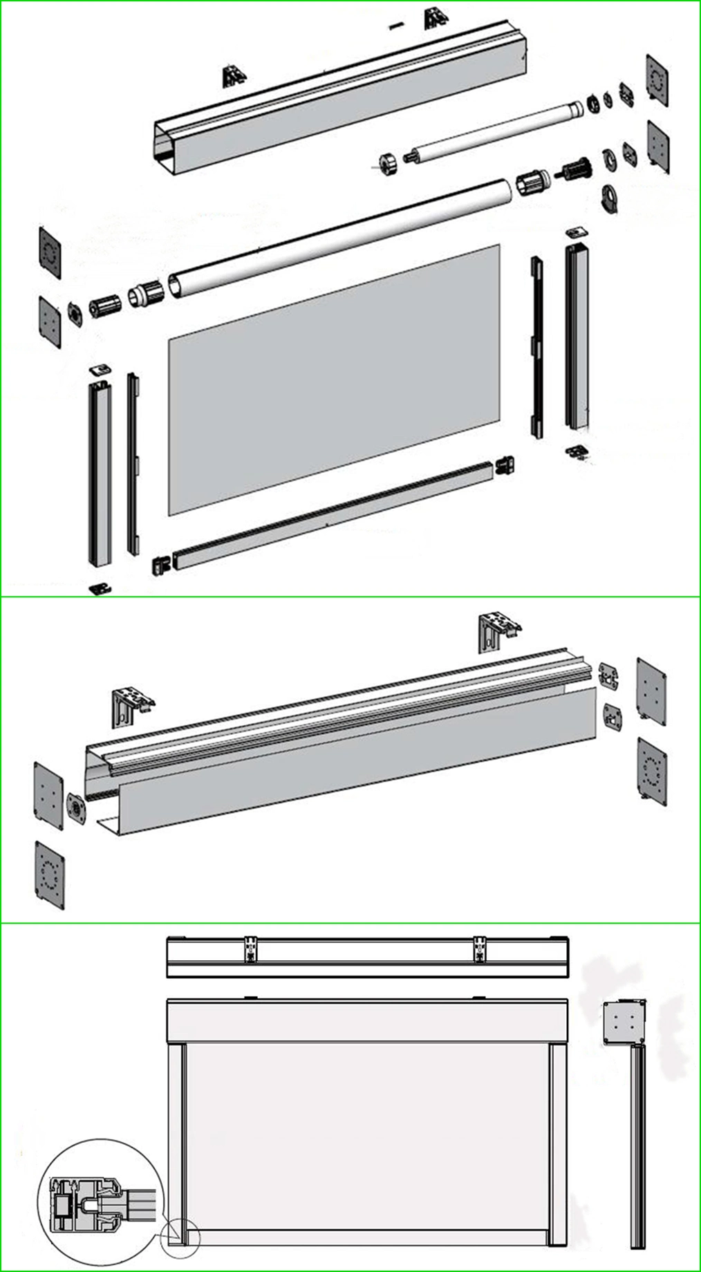 Steel-Wire Guiding Track Outdoor Roller Blinds Motorized, Zip Track Blinds