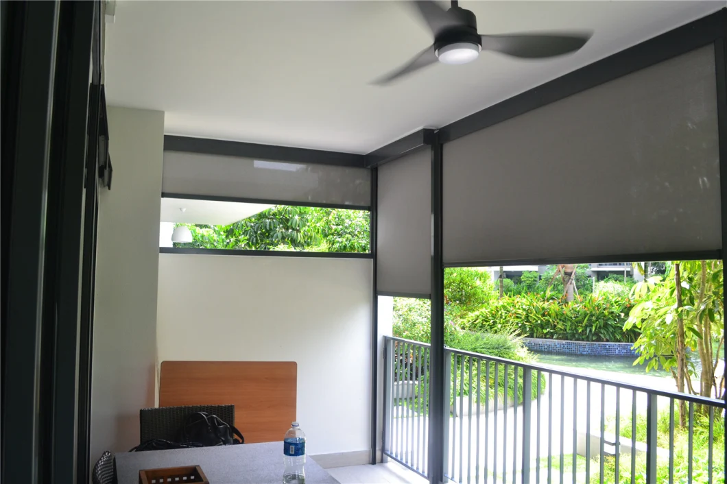 Steel-Wire Guiding Track Outdoor Roller Blinds Motorized, Zip Track Blinds