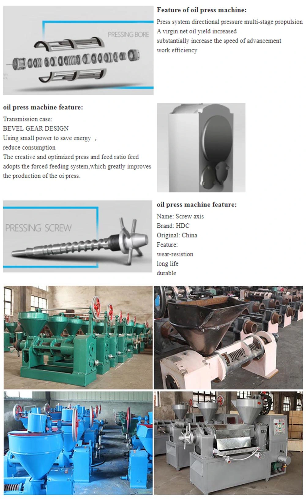 High Oil Yield Screw Oil Press Machine Screw Oil Presser